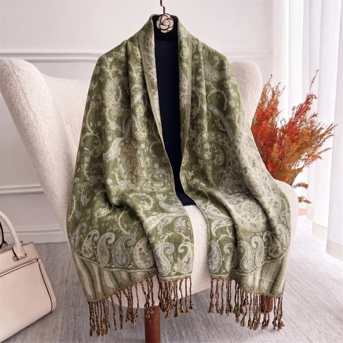 Pashmina Botanical Print Scarf Wrap Shawl