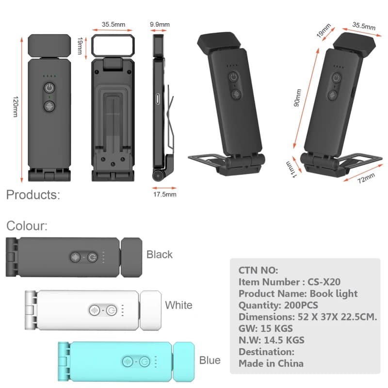 Clip-on LED Reading Light USB Rechargeable