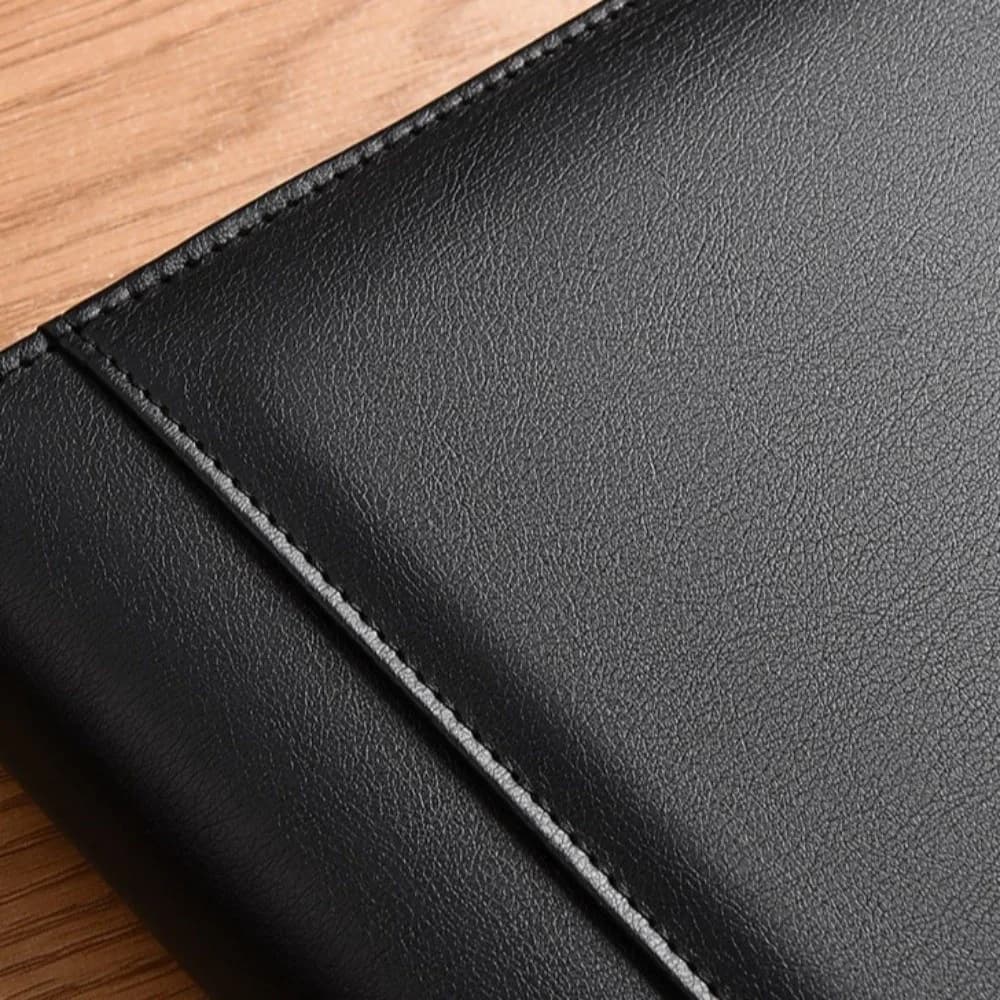 Office Supplies A4 PU Document Folder with Zipper Durable Padfolio Waterproof Multi-functional Document Organizer Meeting