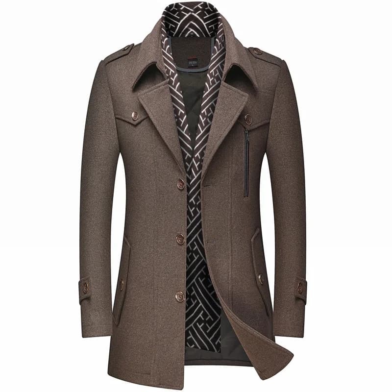 Men's Wool Blend Winter Trench Coat