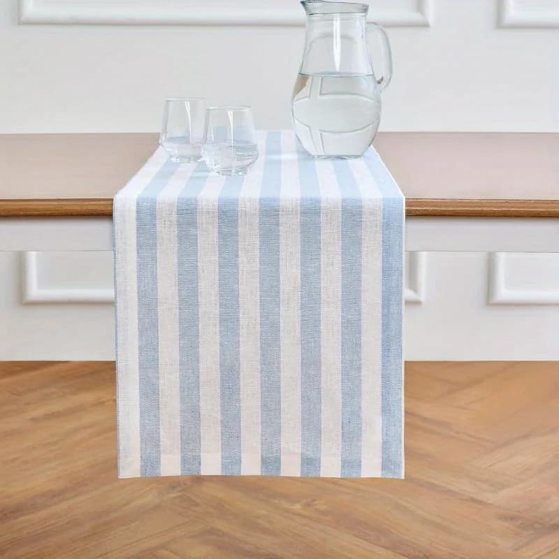 Blue and White Striped Table Runner