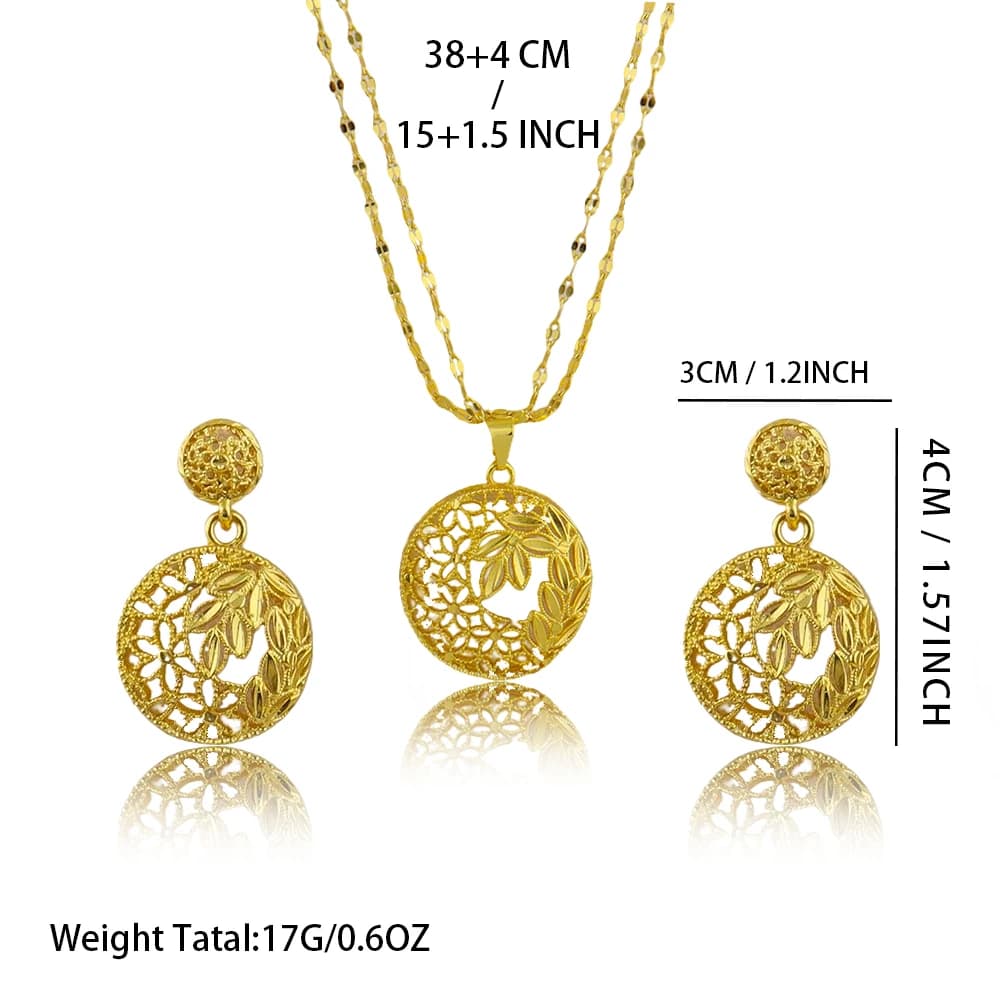 Dubai Gold Jewelry Set for Women Wedding Party Necklace Earrings Sets Indian Jewelry Set Free Shipping Bridal Costume Gifts