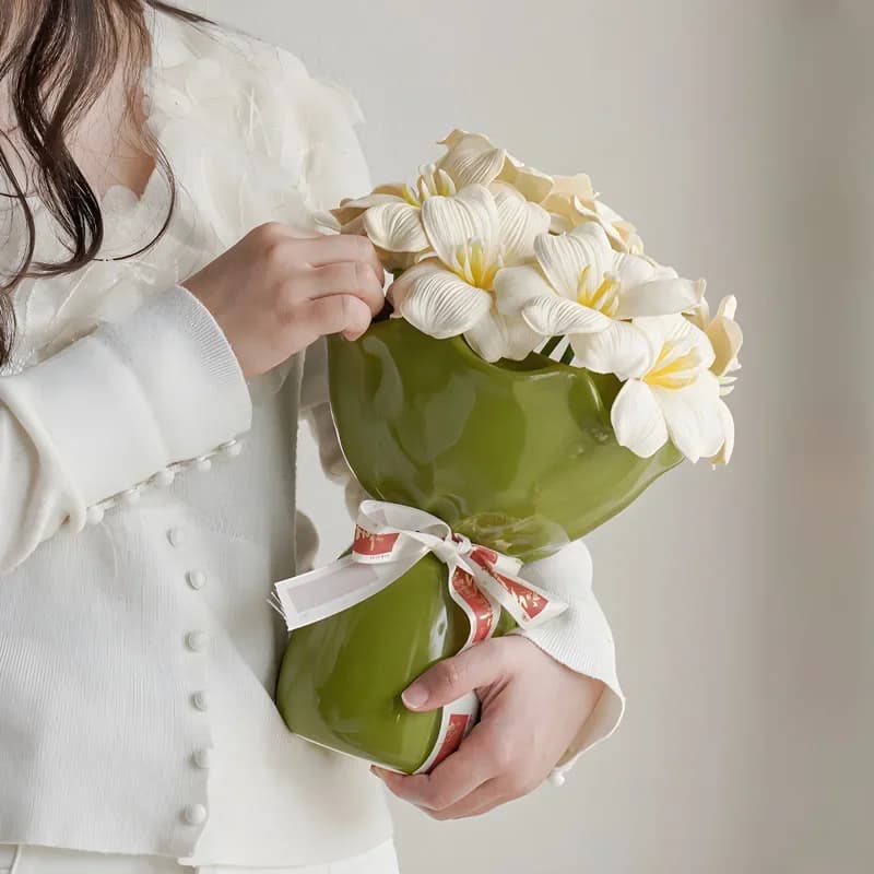 Rose-Shaped Ceramic Vase