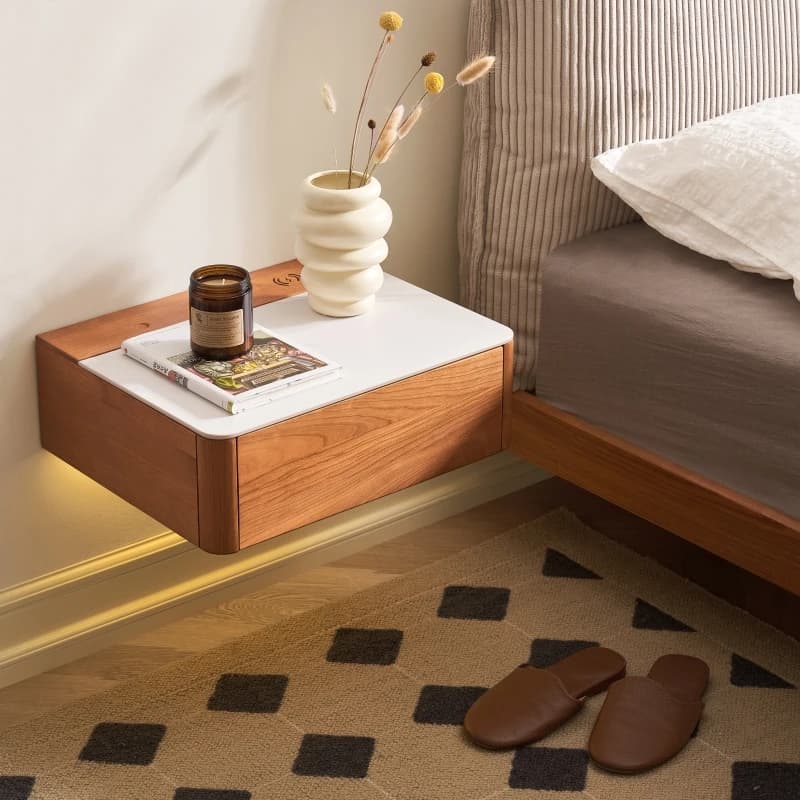 Nightstands Wooden Small Floating Wall Mounted Modern Minimalist Bedroom Oak Bedside Table Nightstand