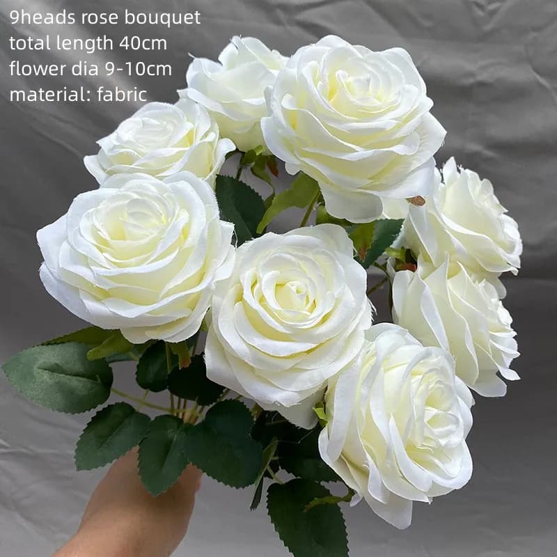 Wedding Decor Rose white artificial rose flower Green leaf row road guide Hydrangea flower silk flower