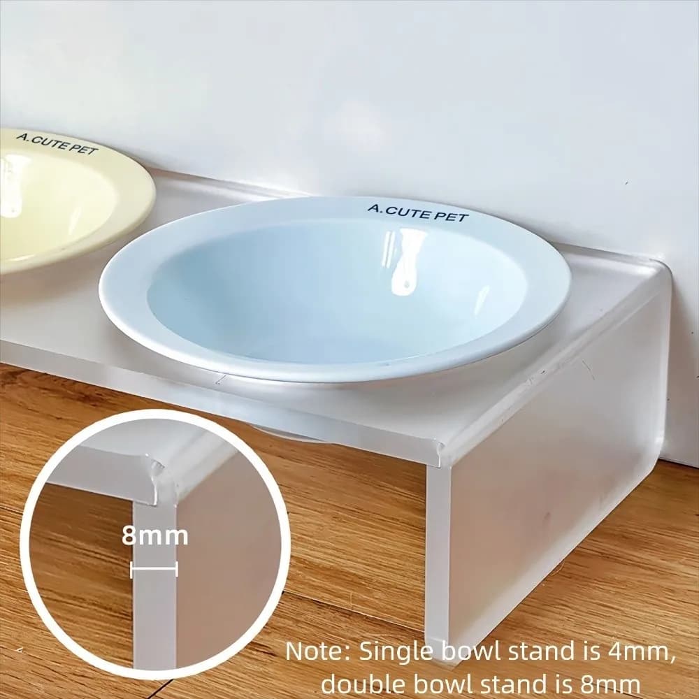 Ceramic Elevated Cat Bowl with Acrylic Stand