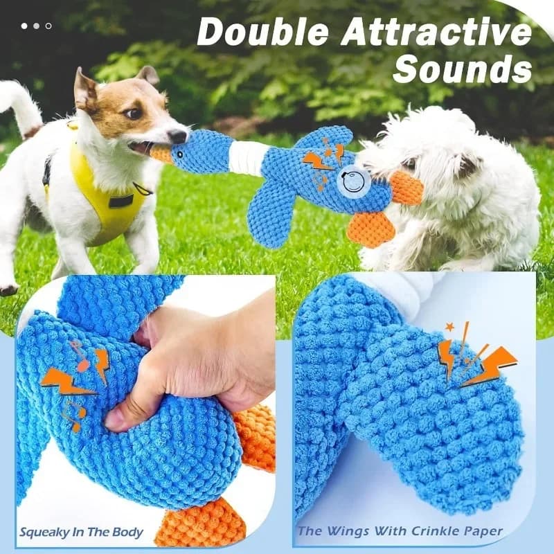 Pet Dog Toys Cute Goose Shape Plush Squeaky Chew Toy Bite Resistant Teeth Cleaning Interactive Stuffed Molar Pet Play Toys