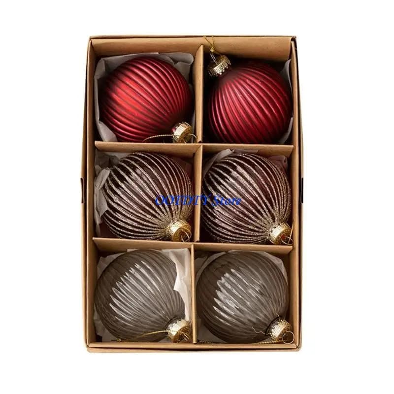 Glass Christmas Ball Ornaments, Set of 6