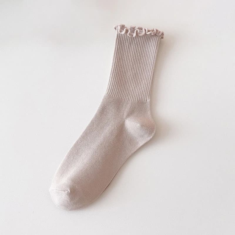 Women's Cotton Ruffle Mid-Calf Socks