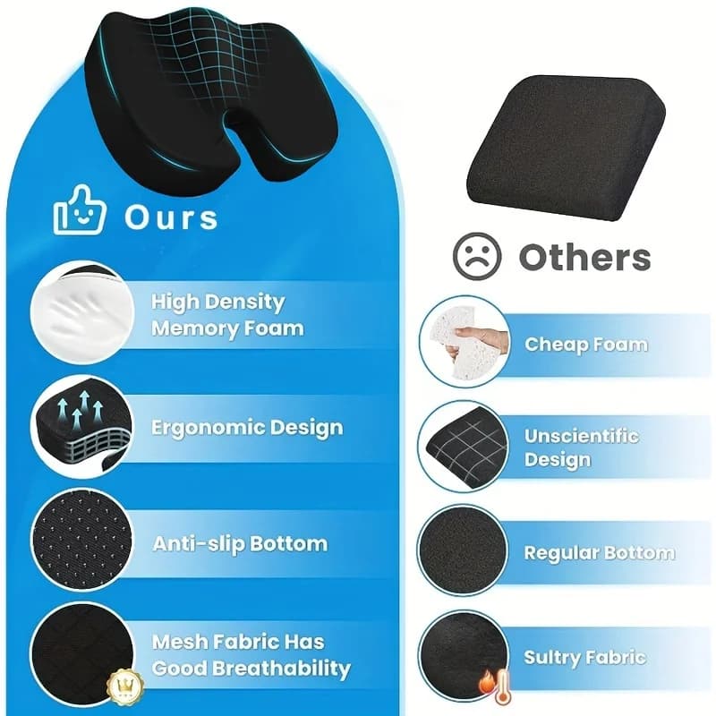 Ergonomic Memory Foam Seat Cushion