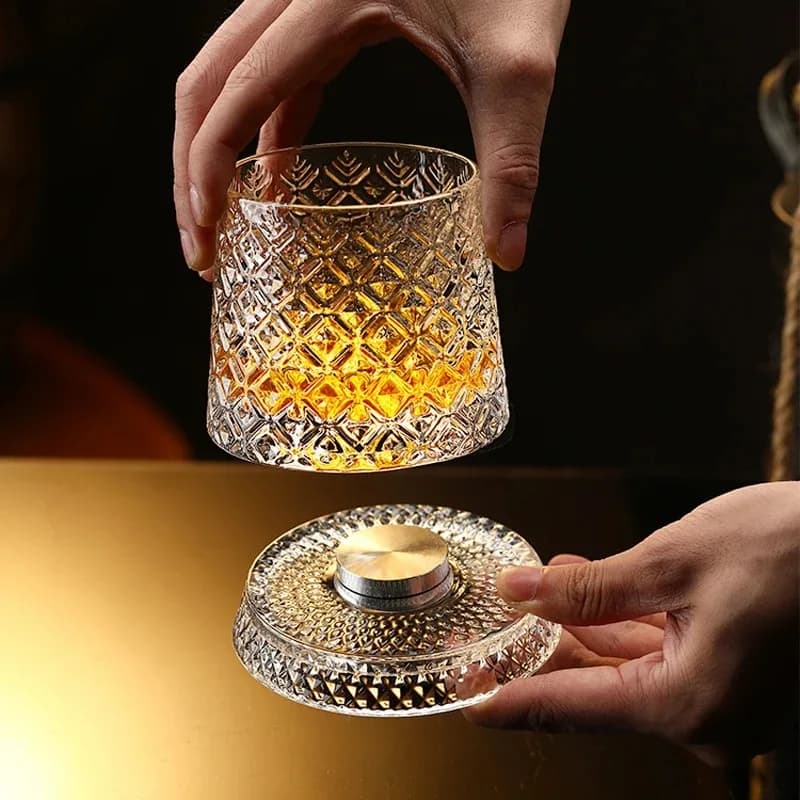 Rotating Whisky Glass with Crystal Base