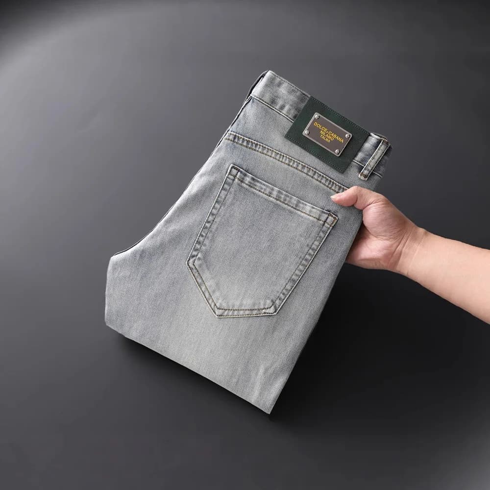 Men's Smoky Gray Slim Fit Printed Jeans