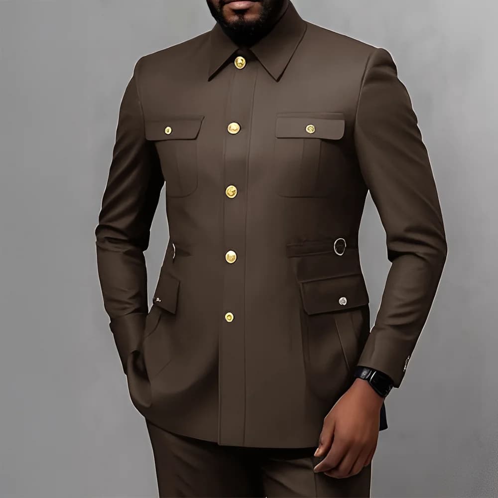 Men's 2-Piece Formal Suit with Golden Buttons