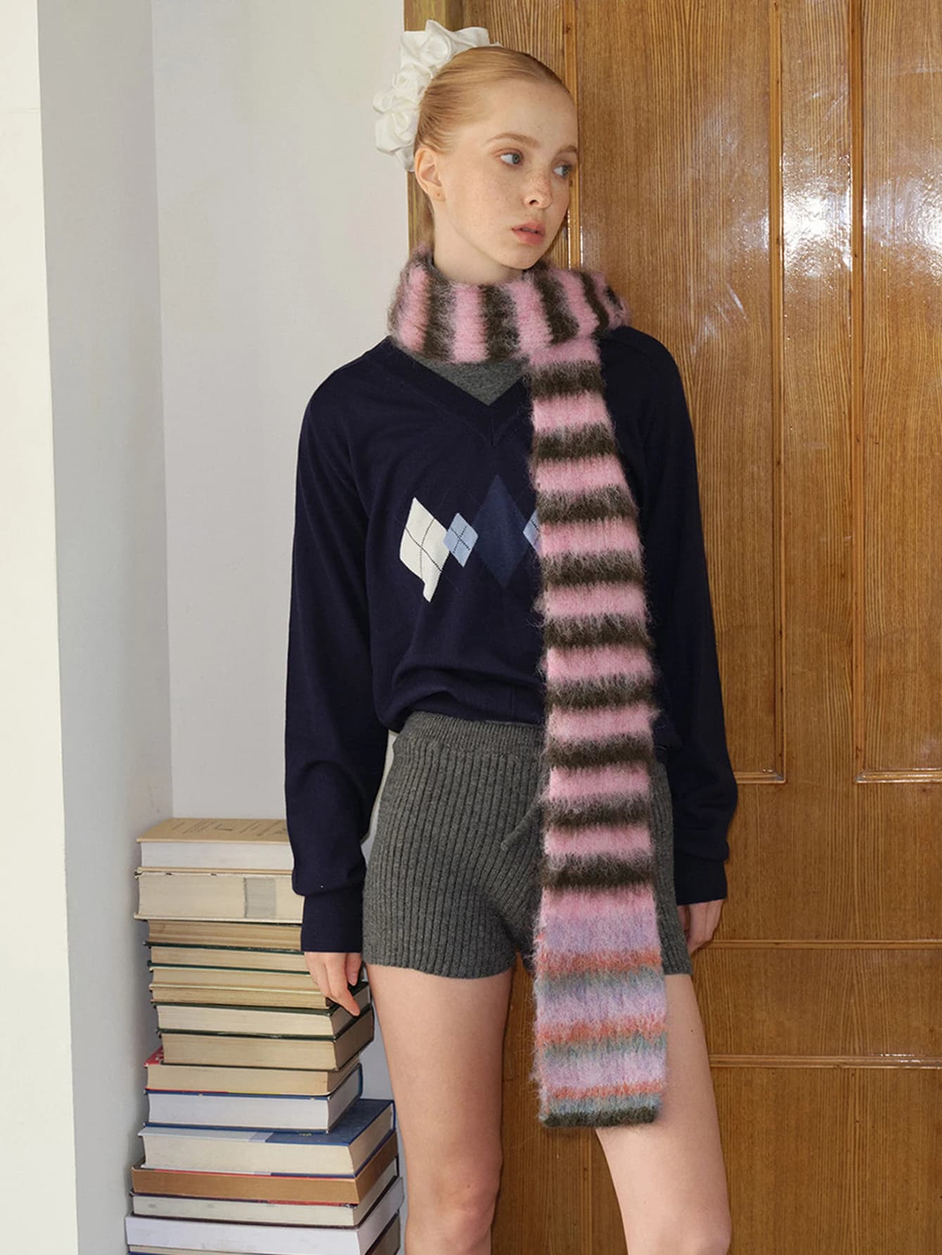Winter Striped Knit Scarf