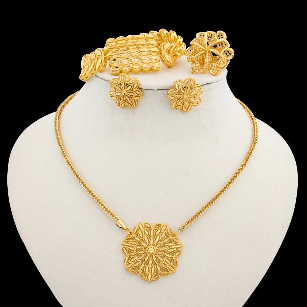 Jewelry Set for Party Pendant Necklace and Earrings with Bracelet Ring Set for Engagement Necklace Earrings