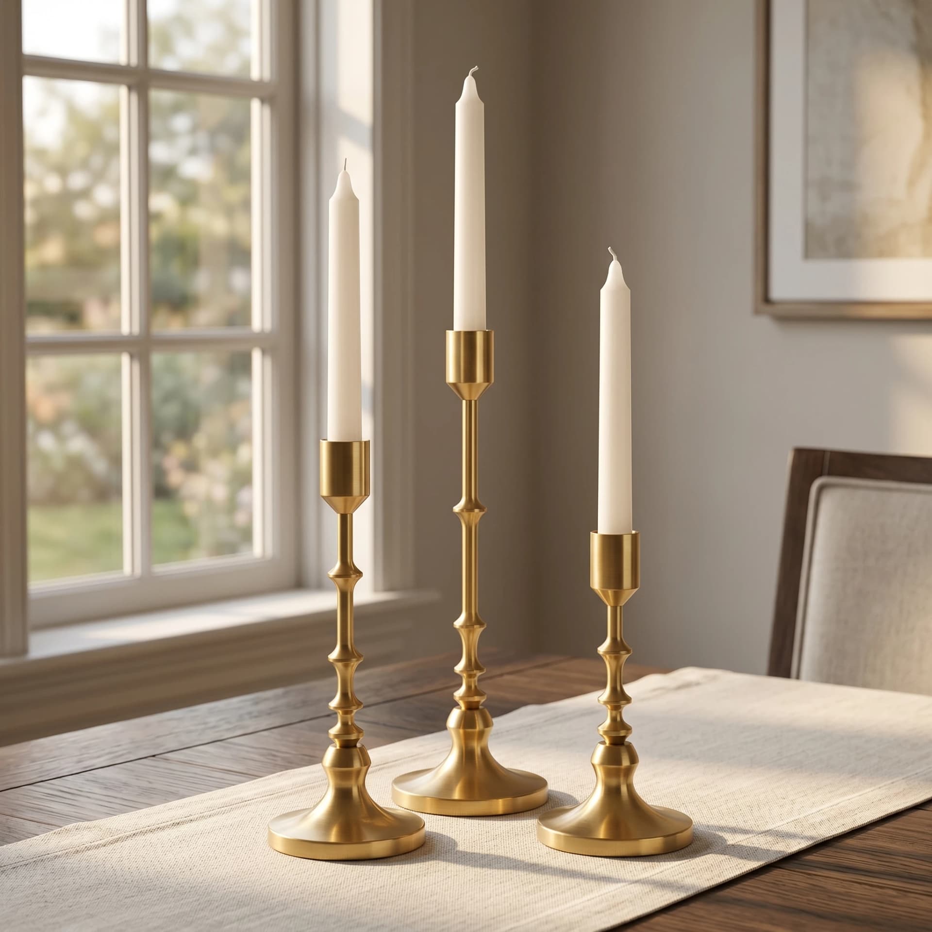 Gold and Black Taper Candle Holder Set