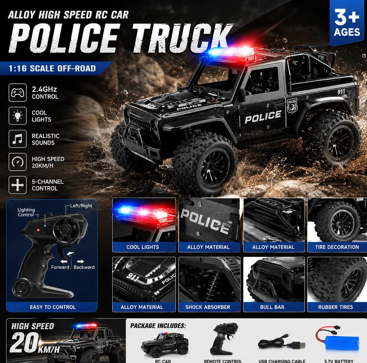 2.4G Remote Control Off-Road Police Car