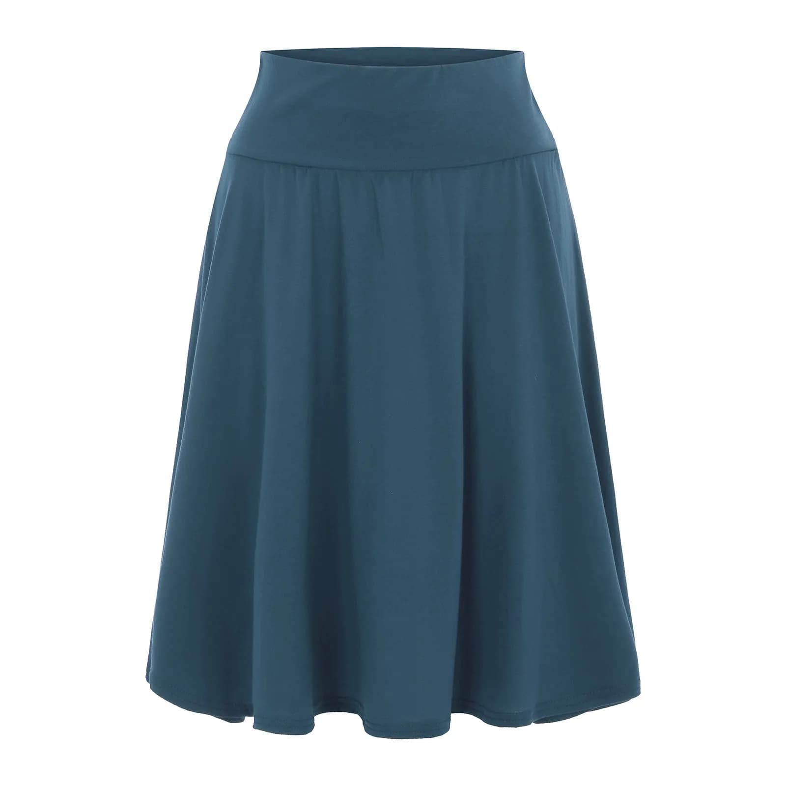 Women's High Waist Elastic Knee Length Skirt
