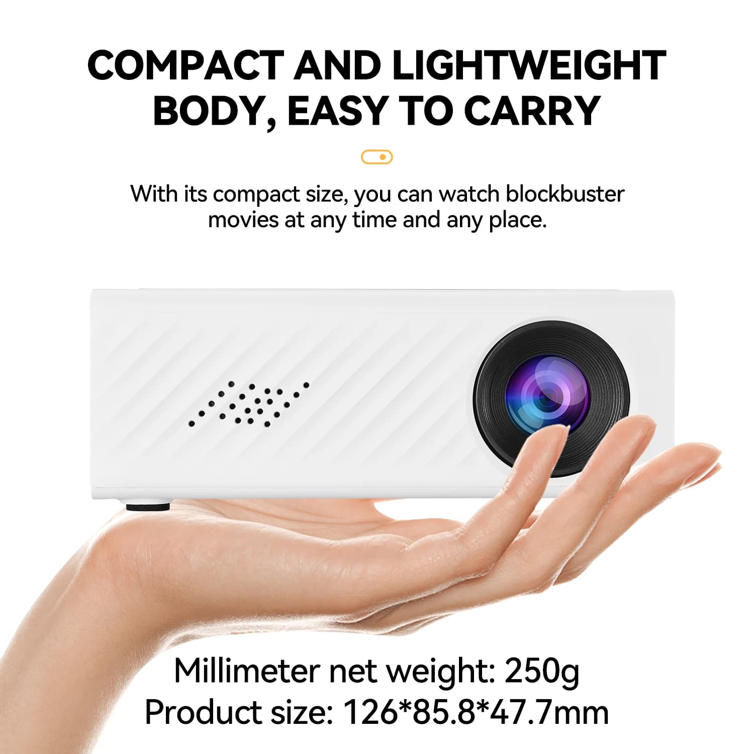 Mini Portable Projector, Home LED Portable Projector, HD Resolution Projector, Can Connect to a Mobile Phone