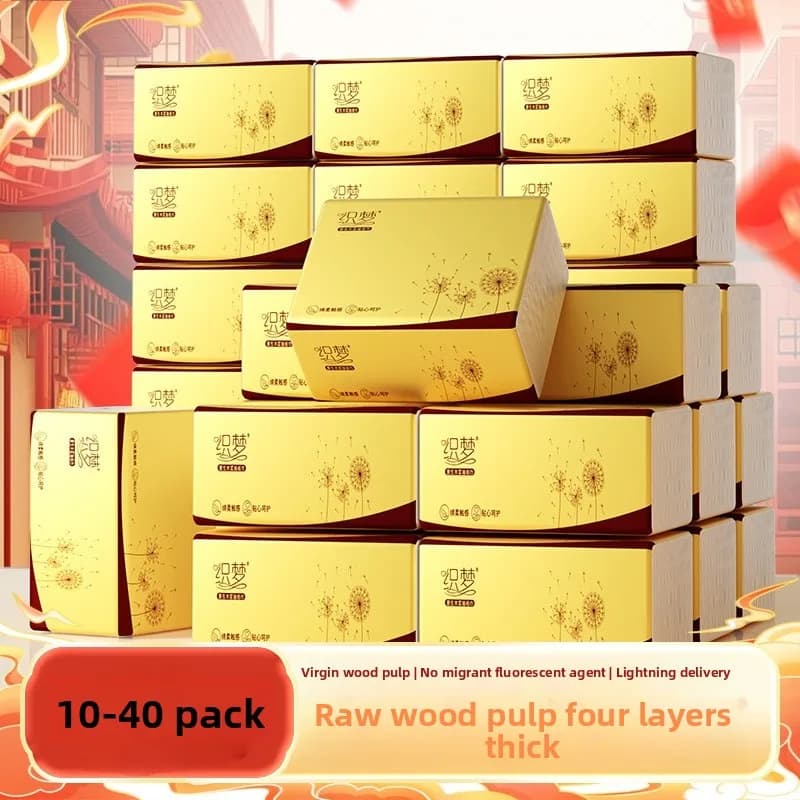 Wood Pulp Tissue Paper, 4-Ply, 40 Pack Bundle