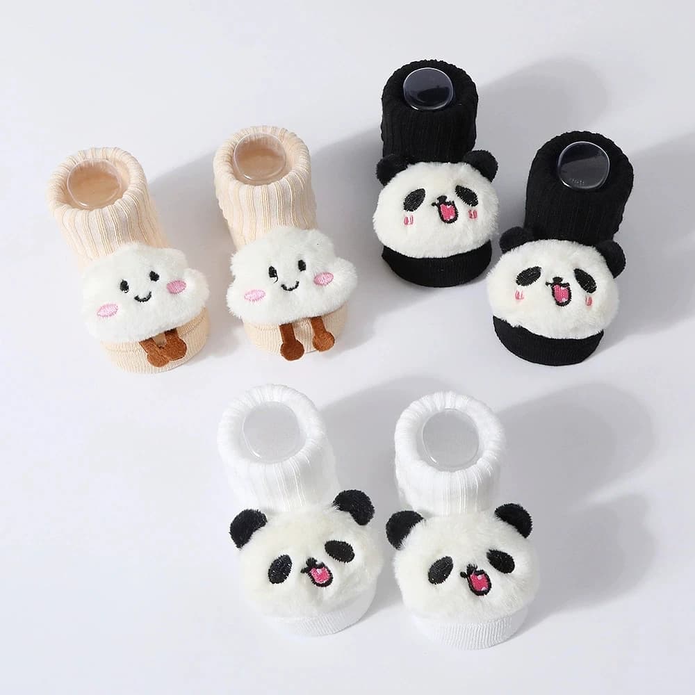 Newborn Cotton Baby Socks With Animal Prints 3-Pack