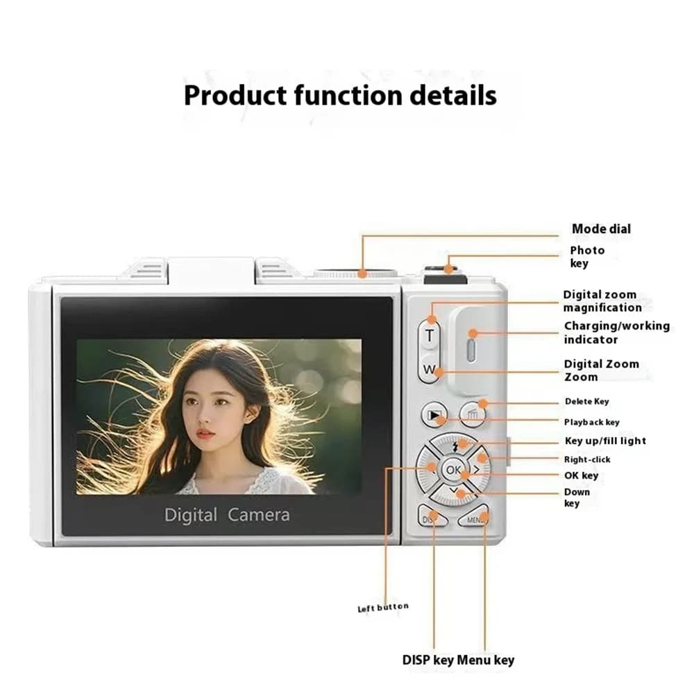 75MP 5K Digital Camera with 18X Zoom