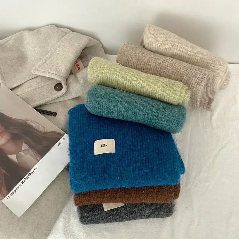 Women's Knitted Thickened Mohair Scarf