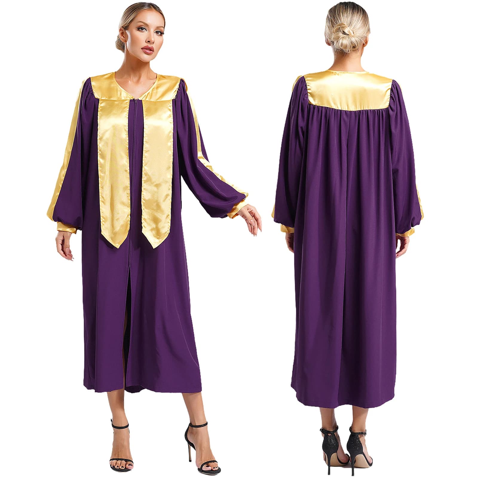 Women's Clergy Robe with Embroidered Sleeves
