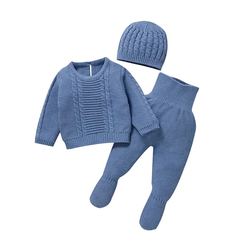 Kids Autumn Winter Blue Sweater Pants Set