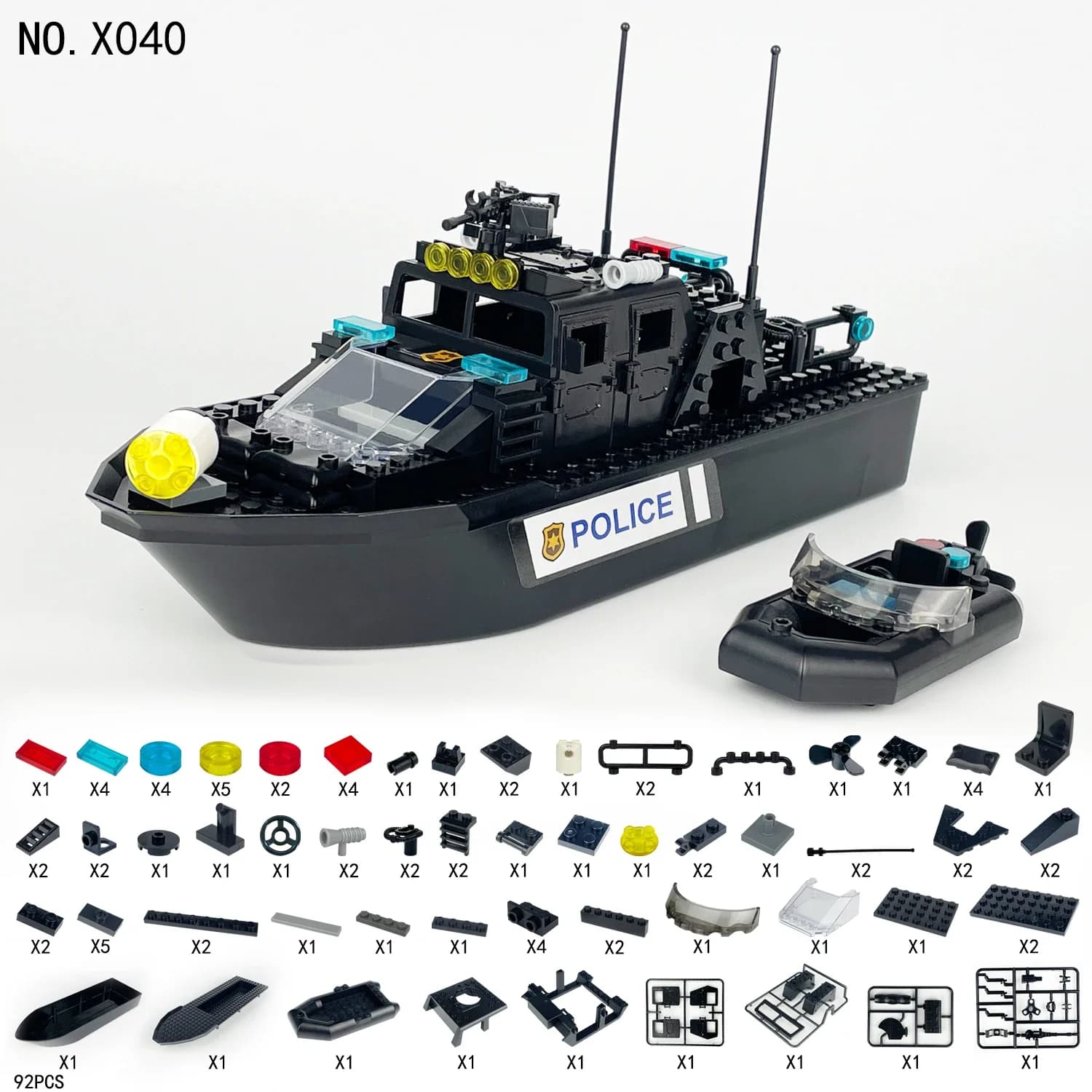 Coast Guard and Police Patrol Ship Building Blocks Set