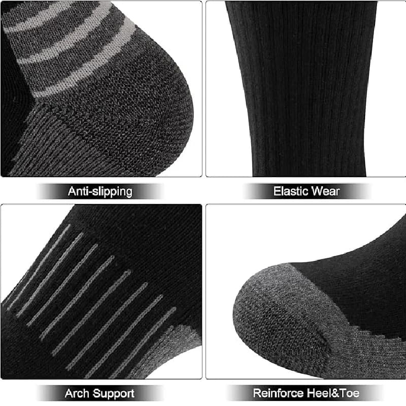 Men's Crew Socks Moisture Wicking Cushioned Work Boot 3 Pairs