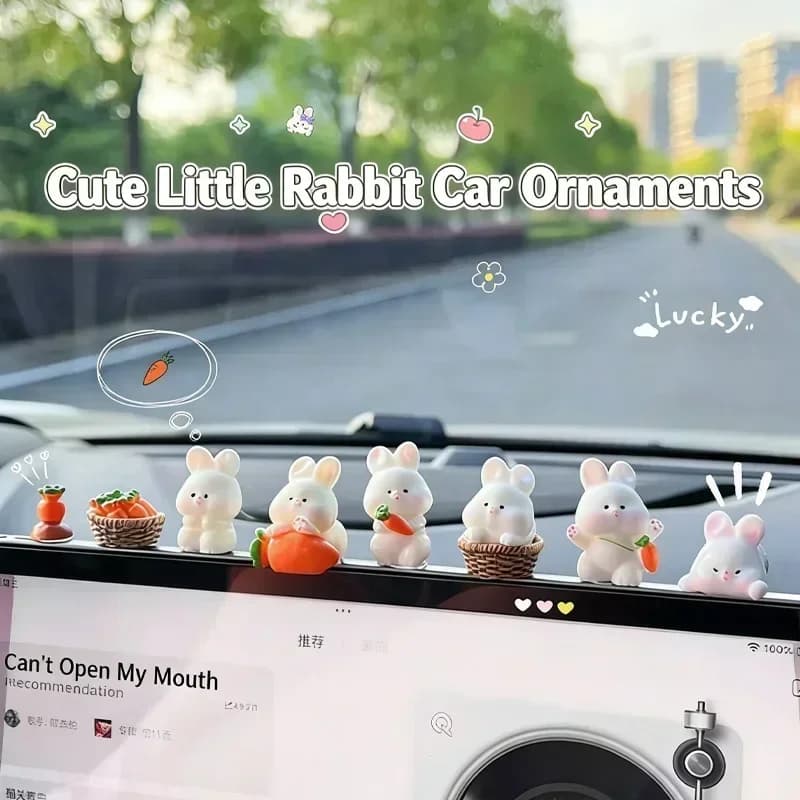 Cute Bunny Car Center Console Decorations