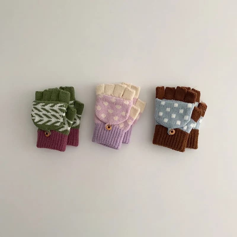 Kids Winter Five Finger Knit Gloves