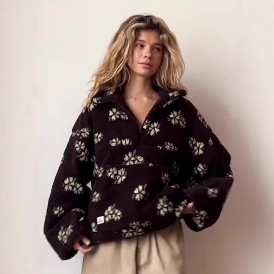 Women's Fleece-Lined Faux Shearling Zip Hoodie