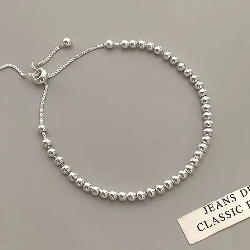 Sterling Silver Adjustable Beaded Bracelet