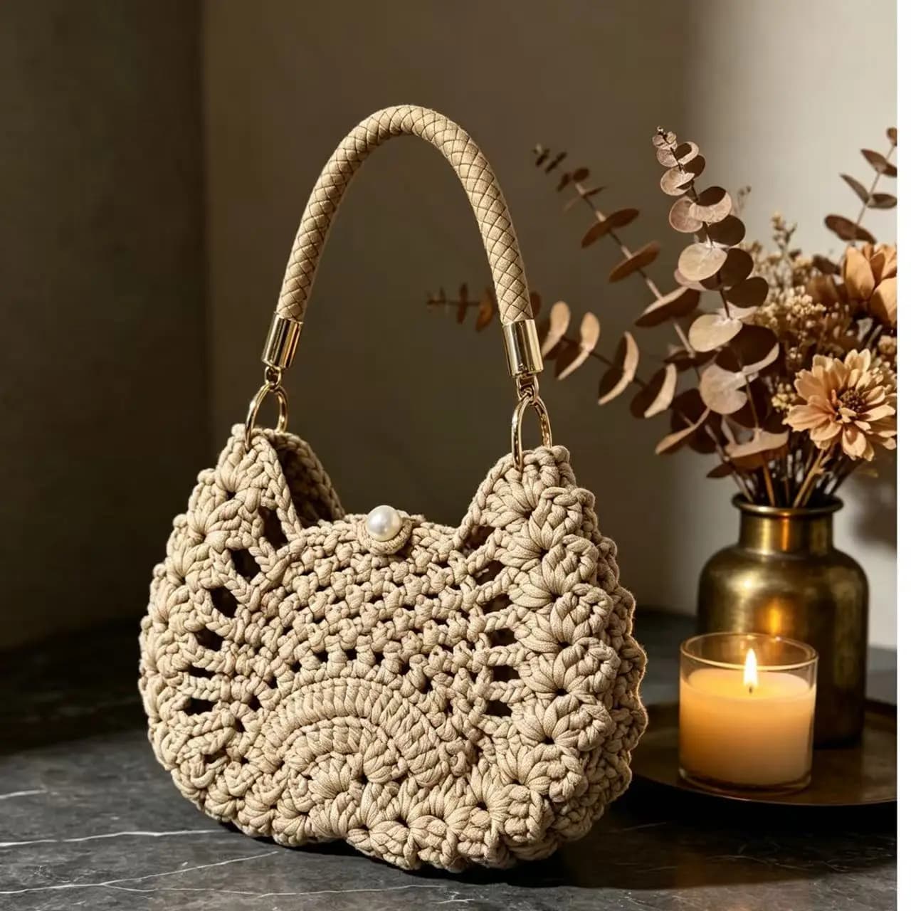 Women's Handbag, Bohemian Style Bag, New Handmade Crochet Bag, Commuter Bag, Cosmetic Bag, Portable Bag, Beach Bag