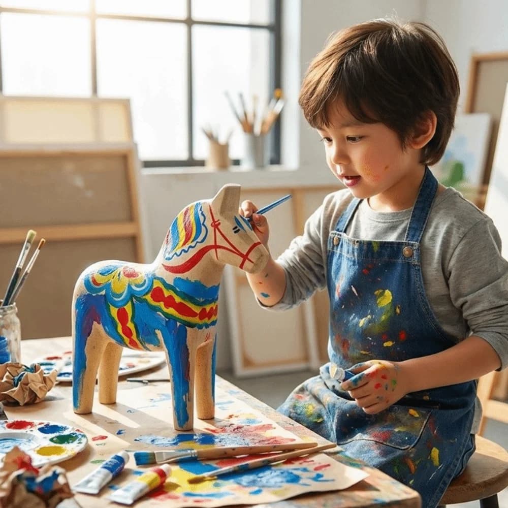 Unfinished Wooden Horse Carving Figurine