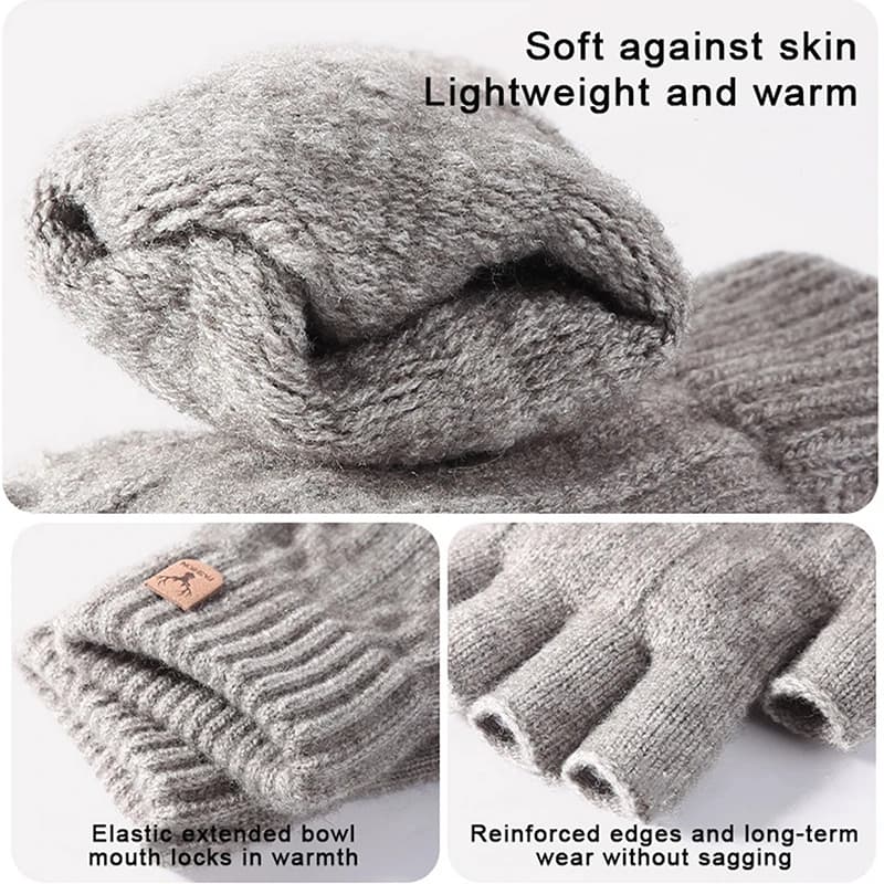 Alpaca Wool Half-Finger Gloves