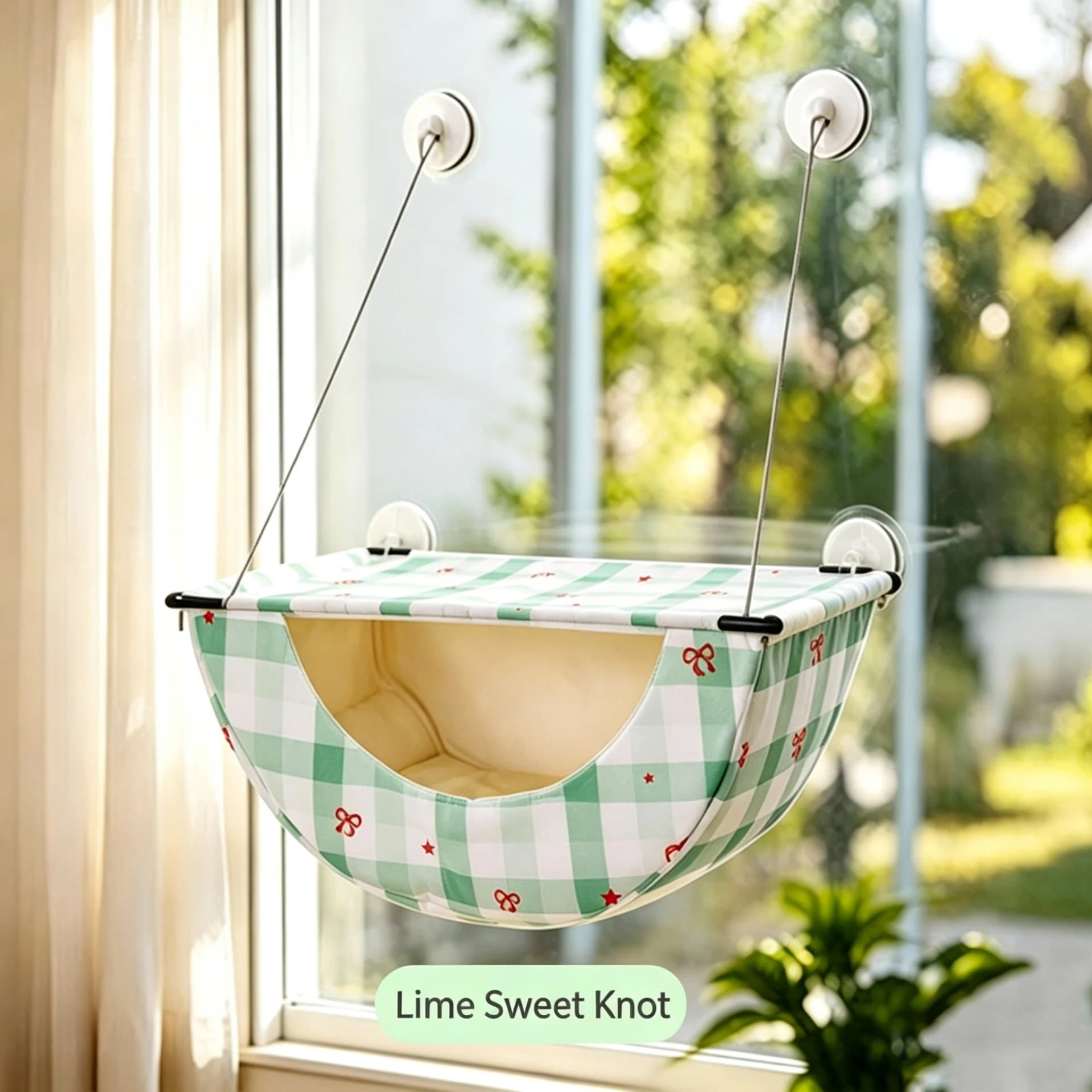 Window Suction Cup Cat Hammock with Storage