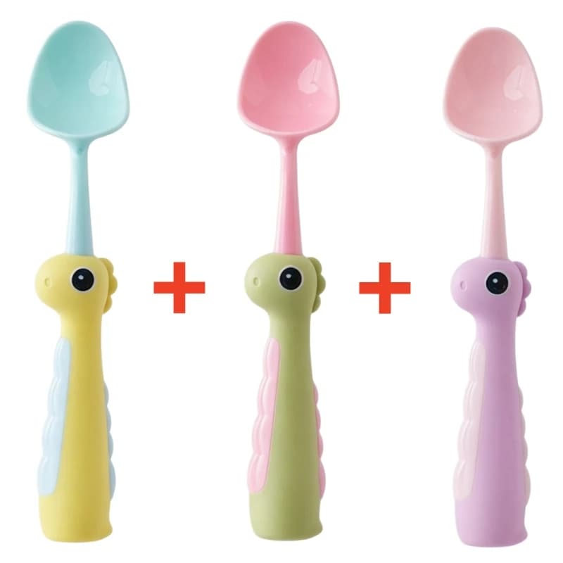 Cartoon Dinosaur Baby Spoon with Standing Base