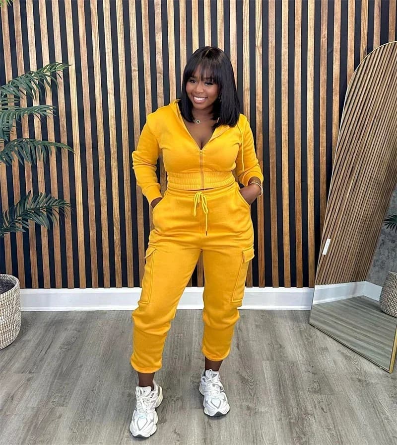 Women's Hooded Bomber Tracksuit with Cargo Joggers