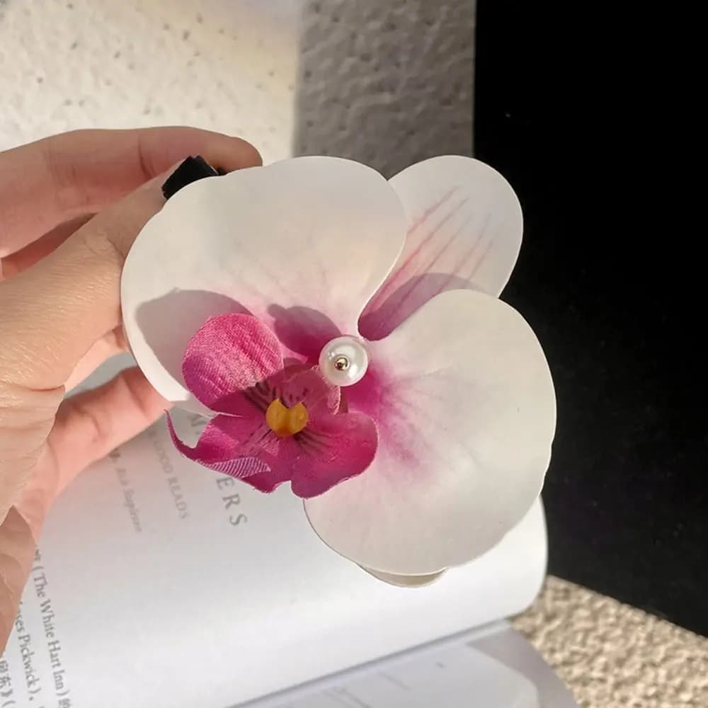 Hair Accessories Flower Hair Clip Pink Orchid Hair Ornament Sweet Hairpin Side Barrettes Headdress Bohemia Barrette Photograph