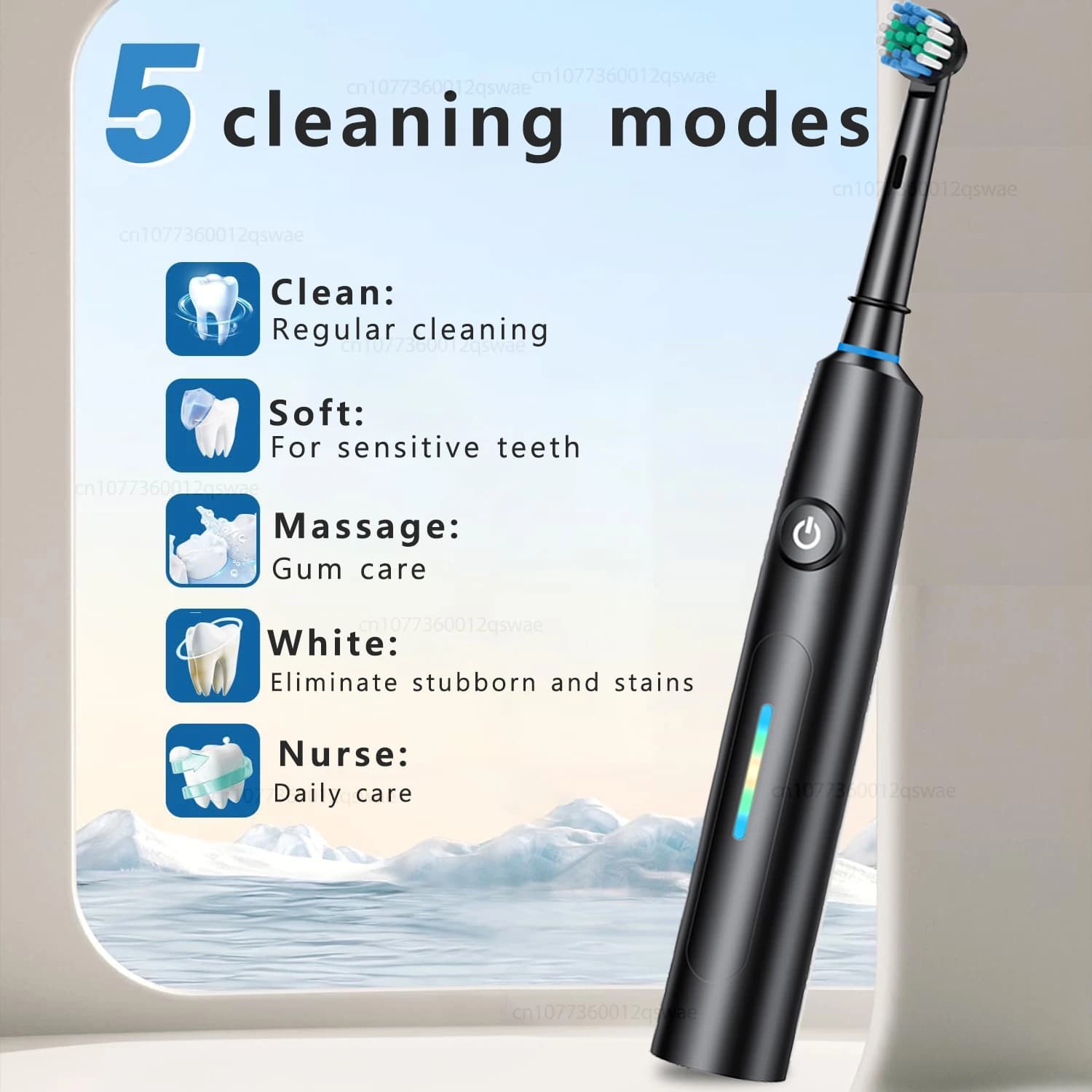 Electric Toothbrush 5 Modes Waterproof Rotary