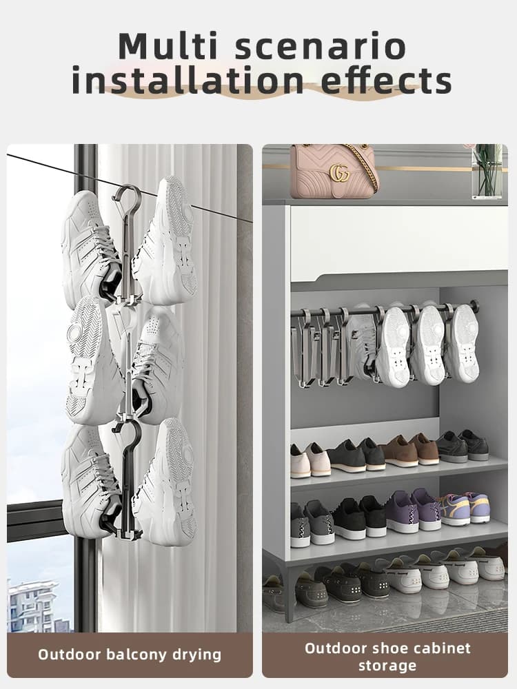 Foldable Shoe Drying Rack with Hooks