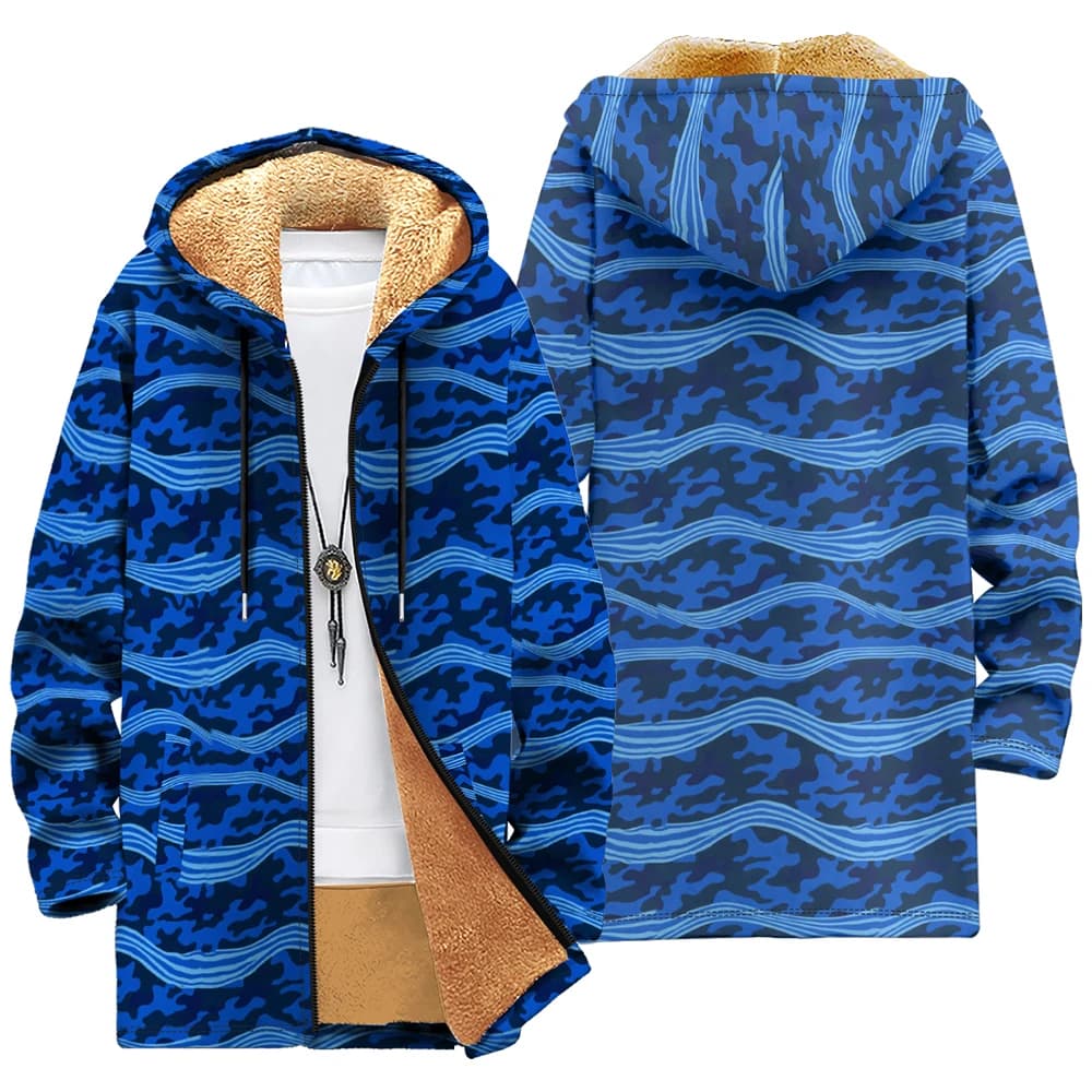 Camouflage Fleece-Lined Hooded Jacket