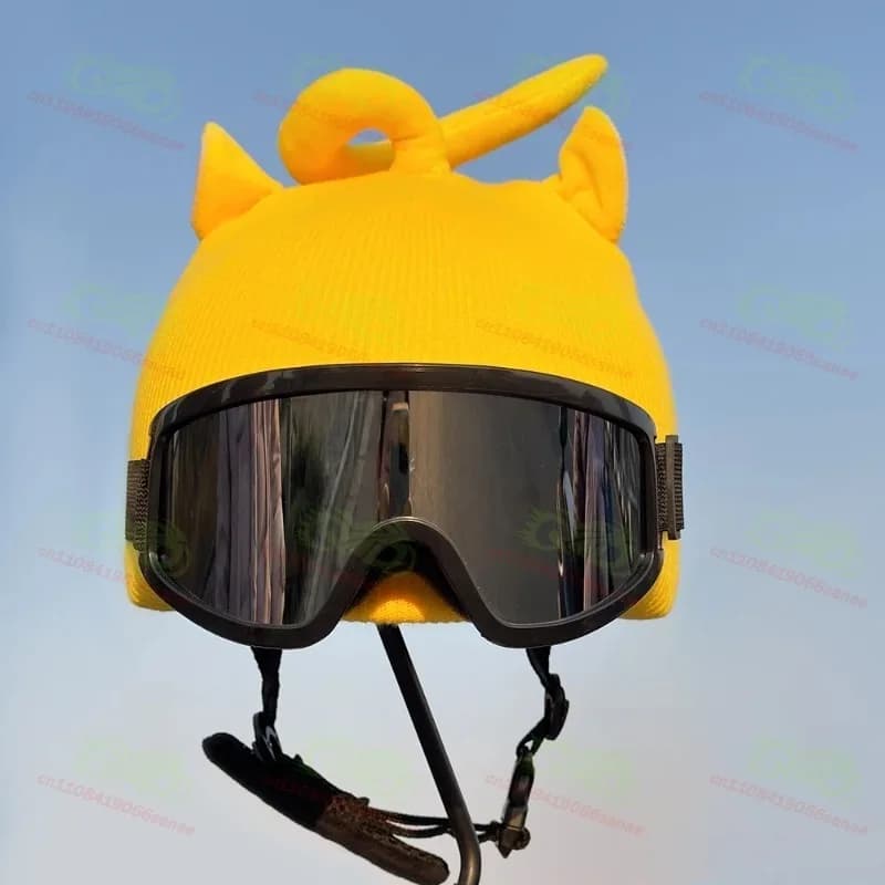 Knitted Winter Ski Hat with Helmet Cover