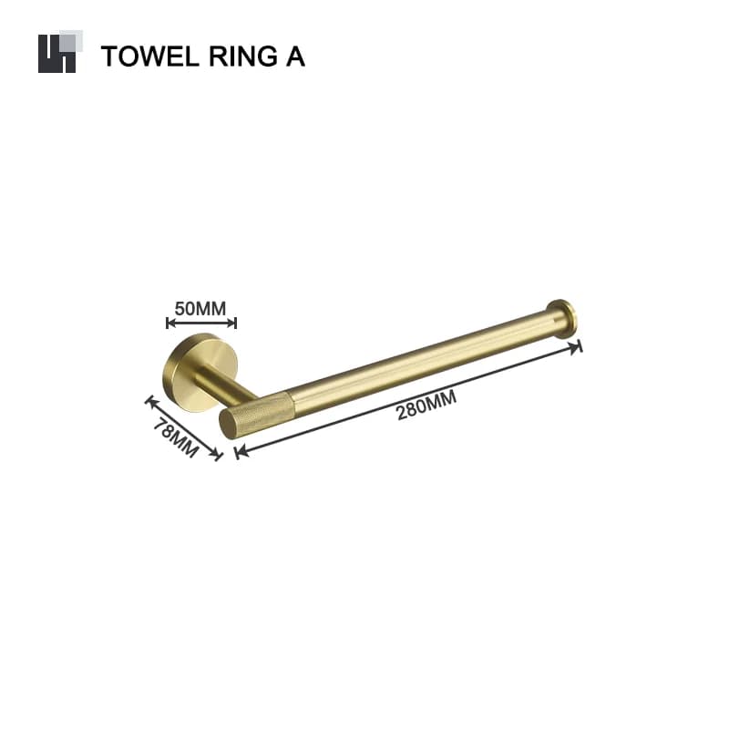Bathroom Hardware Accessories Set Brushed Gold Knurled Brass Kit Towel Bar Ring Robe Hook Paper Holder Towel Ring Toilet Brush