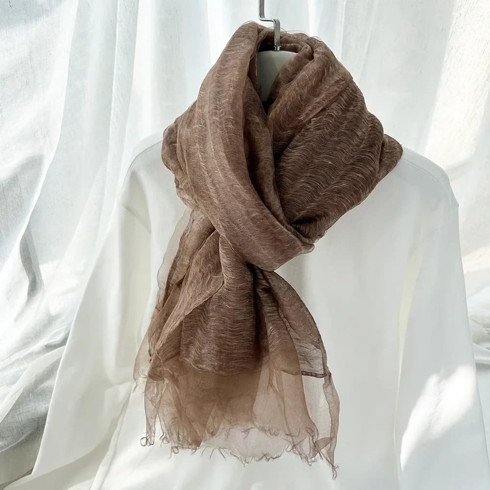 Lightweight Linen Silk Gradient Blue Scarf