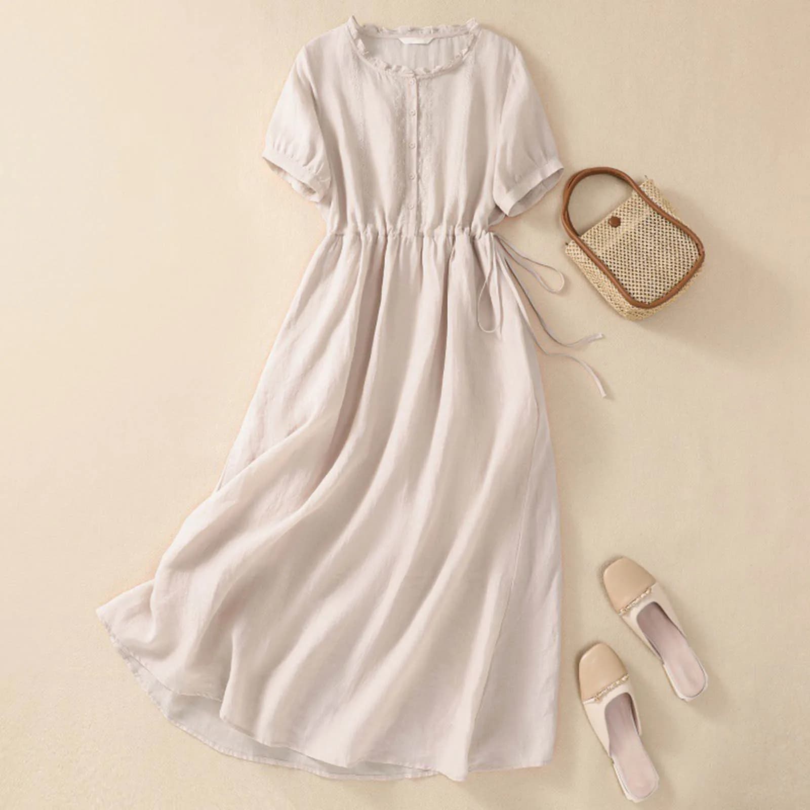 Women'S Elegant Dresses Outfits Womens New Cotton And Art Commuting Simple And Solid Color Light Vestidos En Oferta LiquidacióN