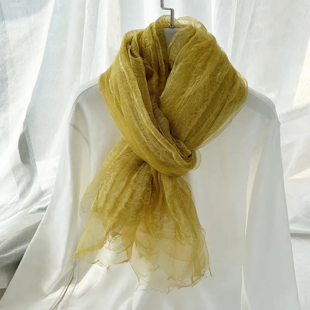 Lightweight Linen Silk Gradient Blue Scarf